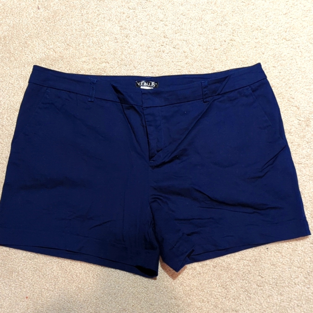 Navy Blue Linen Shorts